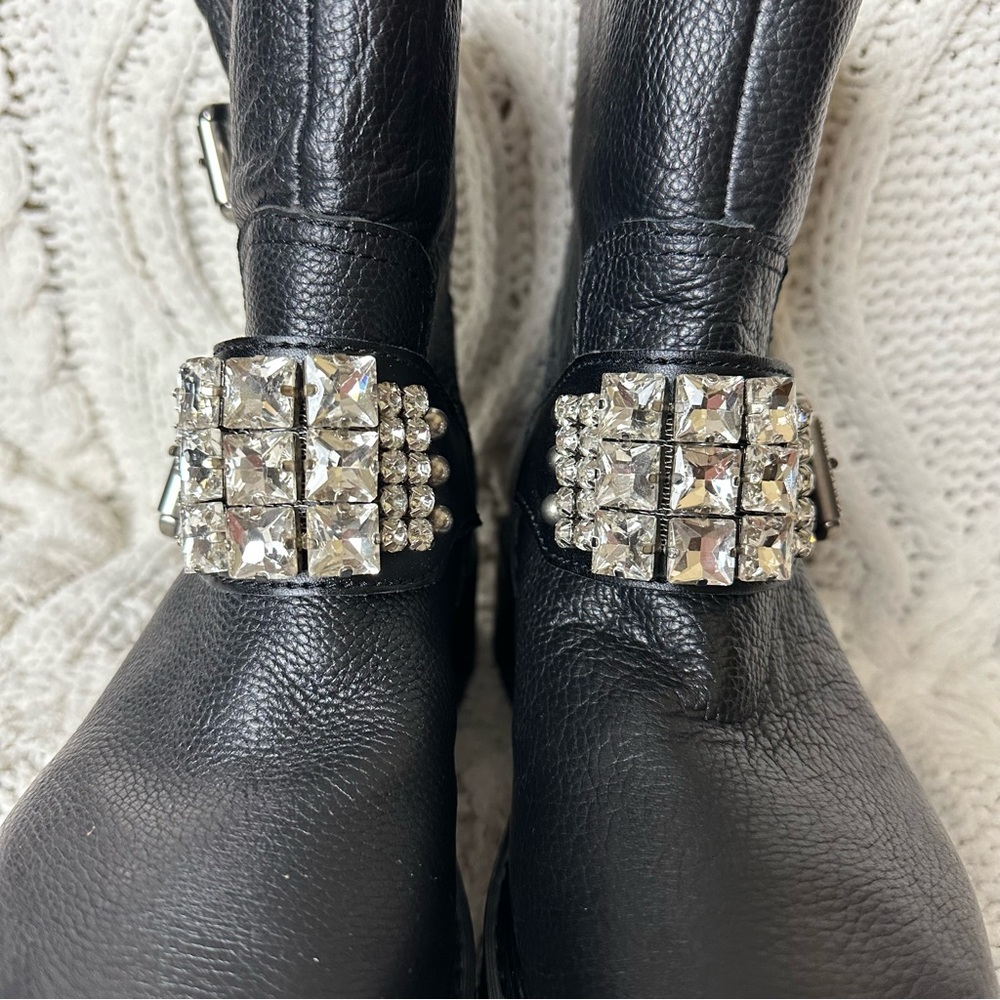 Karl Lagerfeld Black Ankle Boots with Embellished Buckle - Picture 2 of 8